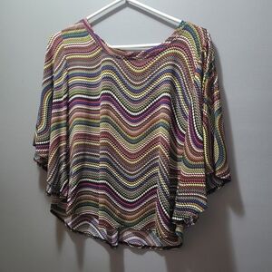 Quintessential Multi Colored Short Batwing Sleeve Top